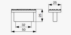 Technický obrázek obdélníkového knopku Mosa XR16, lesklý chrom, značky Citterio Giulio