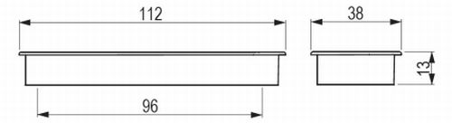 Technický obrázek zápustné úchytky Shellby, černá matná, značky Tulip