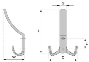 Technický obrázek věšáku Feelgood XL, patina, značky ATM
