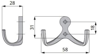 Technický obrázek věšáku Fine, lesklý chrom, značky ATM