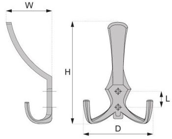 Technický obrázek věšáku Goodlook XL, starostříbro, značky ATM