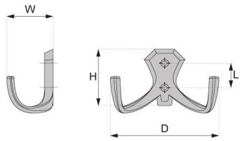 Technický obrázek věšáku Goodlook, matný nikl, značky ATM