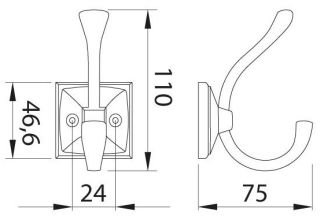 Technický obrázek věšáku Nagu, matný nikl