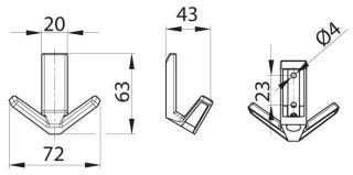 Technický obrázek věšáku Noma, lesklý chrom