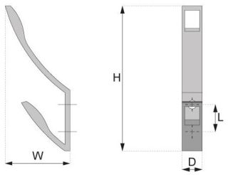 Technický obrázek věšáku Obi, lesklý chrom, značky ATM