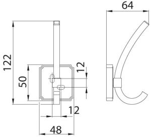 Technický obrázek věšáku Roku, matný chrom