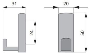 Technický obrázek věšáku Safe, broušený nikl, značky ATM