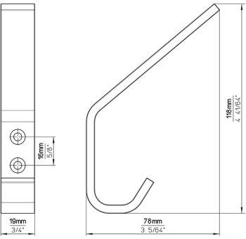 Technický obrázek věšáku Timothy XL 2313, černá matná PB12, značky Siro