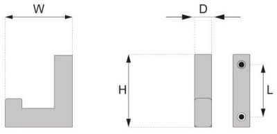 Technický obrázek věšáku Zia, broušený nikl, značky ATM