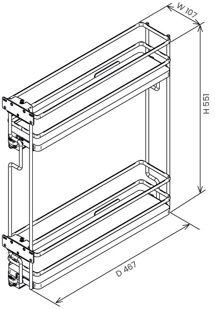 Technický nákres Boční dvojkoš, pravá montáž, antracit