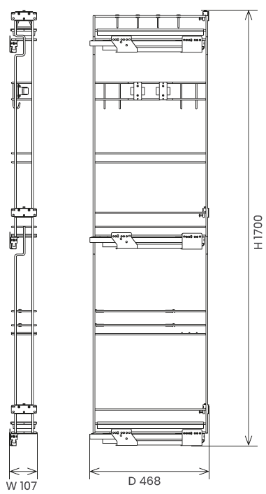 Technický nákres Výsuvný koš na čistící prostředky