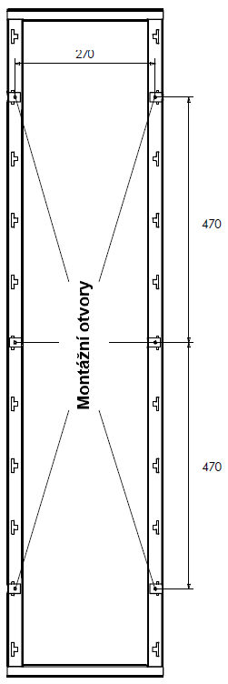 Technický nákres Rám pro organizér do užitkové skříně, antracit