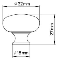 Technický obrázek knopka Agi 913, lesklá mosaz ZN5, značky Siro