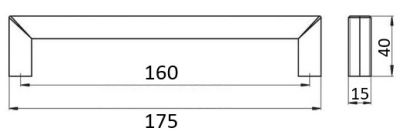 Technický obrázek úchytky Ally 1585, nerez N1, značky Siro