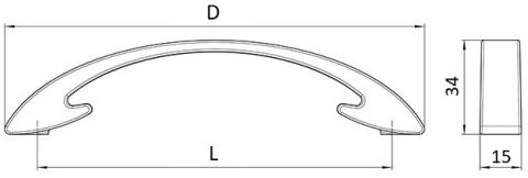 Technický obrázek úchytky Carrie 2502, mosaz ručně broušená ZN79, značky Siro
