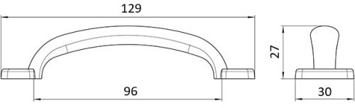 Technický obrázek úchytky Catherine 1534, starostříbrná ZN29, značky Siro