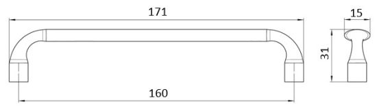 Technický obrázek úchytky Constance 2442, nikl jemně broušený ZN21, značky Siro