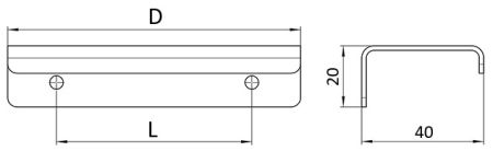 Technický obrázek profilového úchytu Crawford 2372, nerez N1, značky Siro