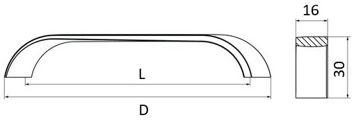 Technický obrázek úchytky Eveline 2381, antracit matný ZN68, značky Siro