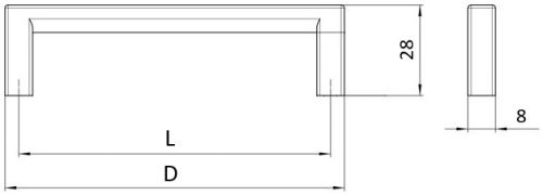 Technický obrázek úchytky Felice 2108, bílá matná PB32C, značky Siro