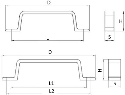 Technický obrázek úchytky Hubert 1784, eloxovaný hliník AL1, značky Siro