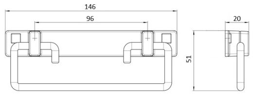 Technický obrázek úchytky Lizzy 2458, černá matná PB12, značky Siro