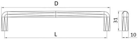 Technický obrázek úchytky Loft 2481, broušené železo ZN75, značky Siro