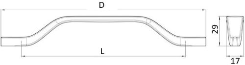 Technický obrázek úchytky Nora 2318, broušená měď ZN74, značky Siro