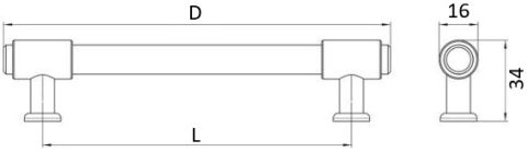 Technický obrázek úchytky Onka 2603, lesklý nikl ZN3, značky Siro
