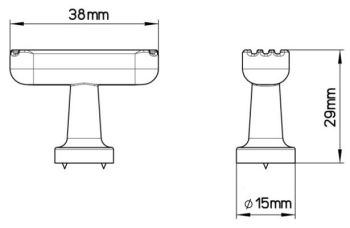 Technický obrázek knopka ve tvaru písmene T (T-Bar) Belisa 2588, černá matná PB12, značky Siro