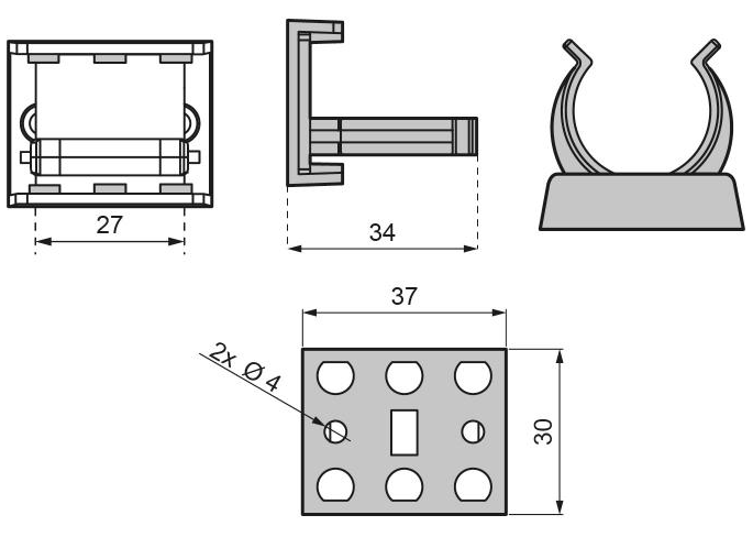 Technický nákres klips k plastové nožičce