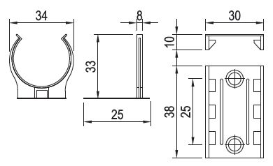 Technický obrázek - šroubovací klips k nožičce SCILM