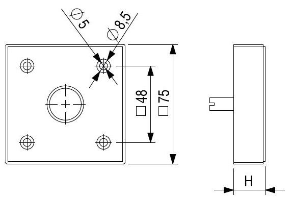 Technický obrázek - Nábytková nožička FP002, 75x75mm, lesklý chrom