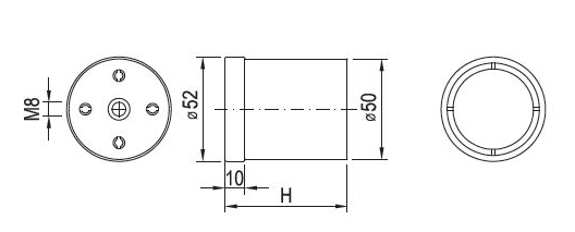 Technický obrázek - nožička 709R Ø50mm, šedá RAL 9006