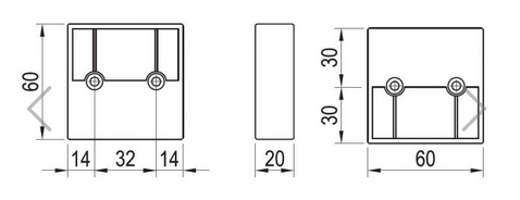 Technický obrázek - Nábytková nožička FP004, 60x60x20mm, lesklý chrom