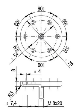Technický obrázek - Příchyt 761S pro nožičky s tvrzeného plastu