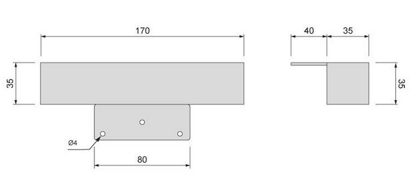 Technický obrázek - Nábytková nožička DN-740, lesklý chrom