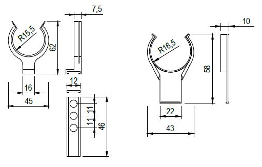 Technický obrázek - Upevňovací element násuvný k STRONG BIG