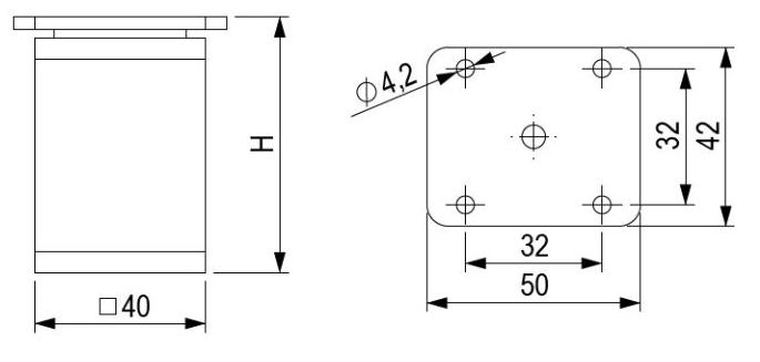 Technický obrázek - Nábytková nožička FA009, lesklý chrom