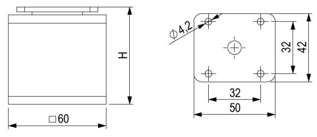 Technický obrázek - Nábytková nožička FA012, imitace nerezu