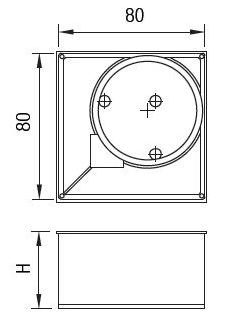 Technický obrázek - nožička 80x80mm, chrom