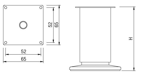 Technický obrázek - Nábytková nožička FS001, Ø50mm, imitace nerezu