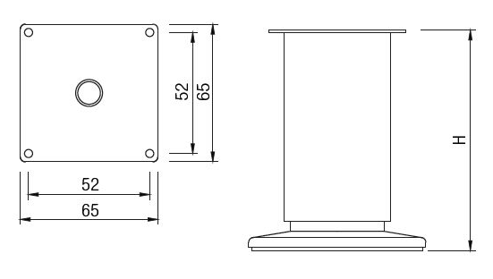 Technický obrázek - Nábytková nožička FS001, Ø50mm, lesklý chrom