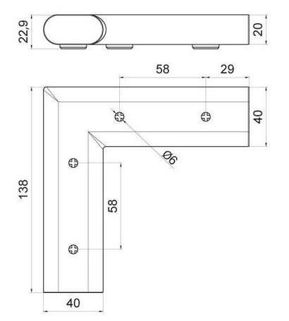 Technický obrázek - Nábytková nožička DN-743, lesklý chrom