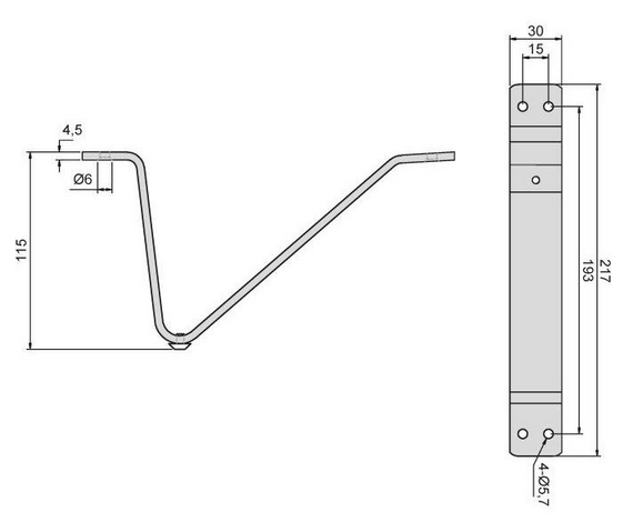 Technický obrázek - Nábytková nožička DN-725, lesklý chrom