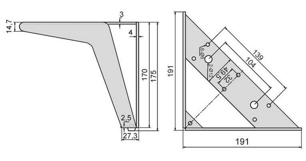 Technický obrázek - Nábytková nožička DN-722, lesklý chrom