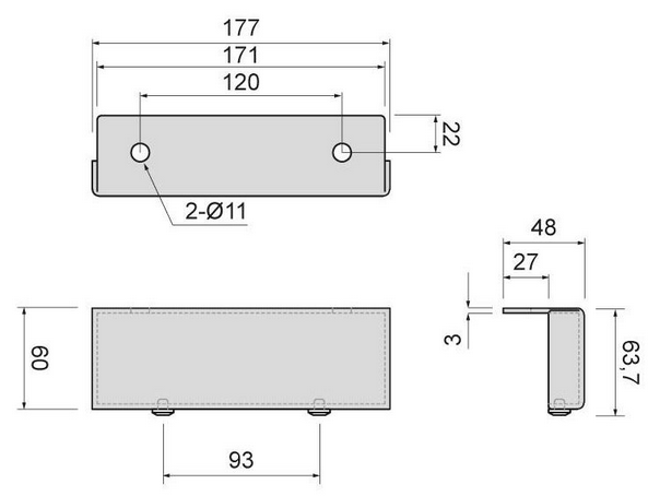 Technický obrázek - Nábytková nožička DN-747, lesklý chrom