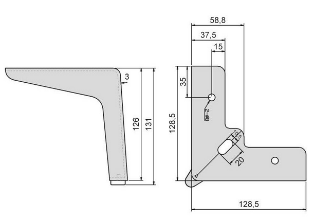 Technický obrázek - Nábytková nožička DN-726, černá