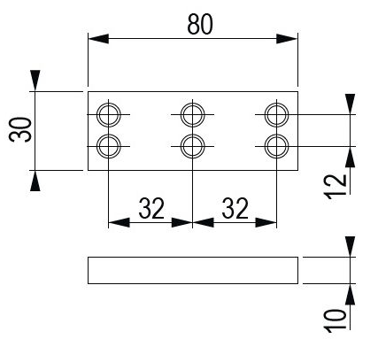 Technický obrázek - Nábytková nožička FP007, 80x30mm, šedá RAL 9006