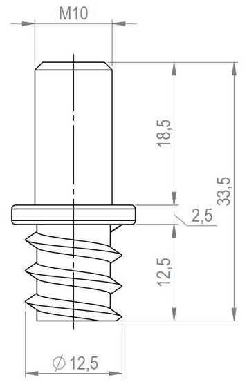 Technický obrázek šroub pro rektifikační nožičky